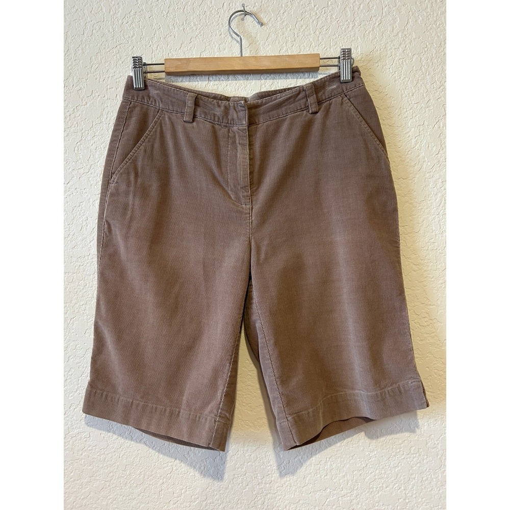 Vintage LL Bean Women's Corduroy Bermuda Shorts High Rise Hiking Beige Size 6